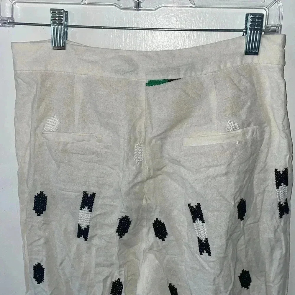Zara Embroidered linen blend tribal pants 25” - Picture 10 of 12